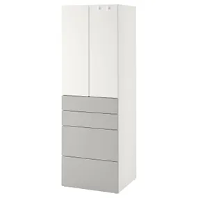 IKEA SMÅSTAD СМОСТАД / PLATSA ПЛАТСА, гардероб, белый серый с 4 ящиками, 60x57x181 см 794.309.12 фото