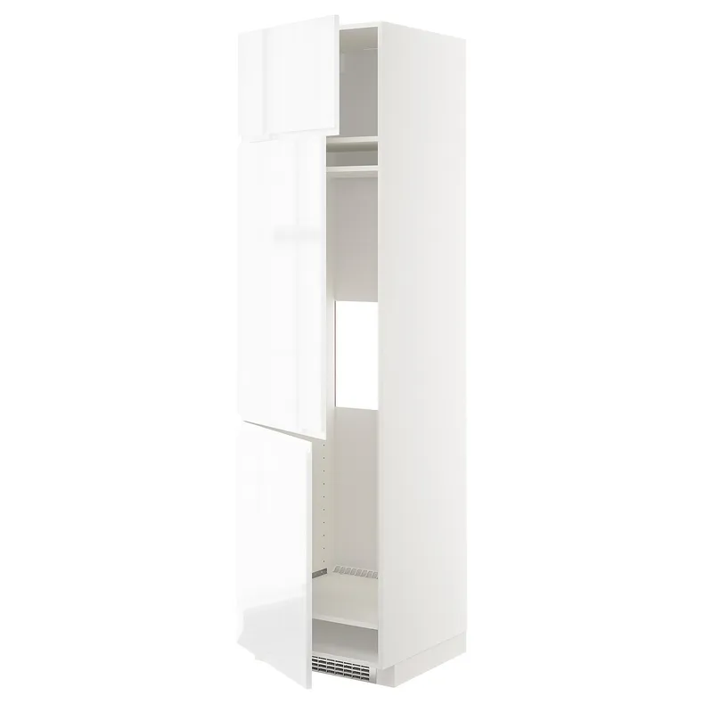 IKEA METOD МЕТОД, высокий шкаф д / холод / мороз / 3 дверцы, белый / Воксторп глянцевый / белый, 60x60x220 см 094.637.03 фото №1