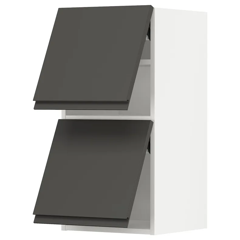 IKEA METOD МЕТОД, навісна шафа гориз 2 дверц нат мех, білий / Voxtorp темно-сірий, 40x80 см 493.946.04 фото №1