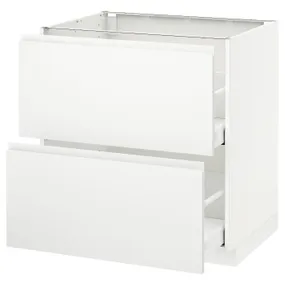 IKEA METOD МЕТОД / MAXIMERA МАКСИМЕРА, напольн шкаф 2фрнт / 2выс ящ, белый / Воксторп матовый белый, 80x60 см 891.121.03 фото