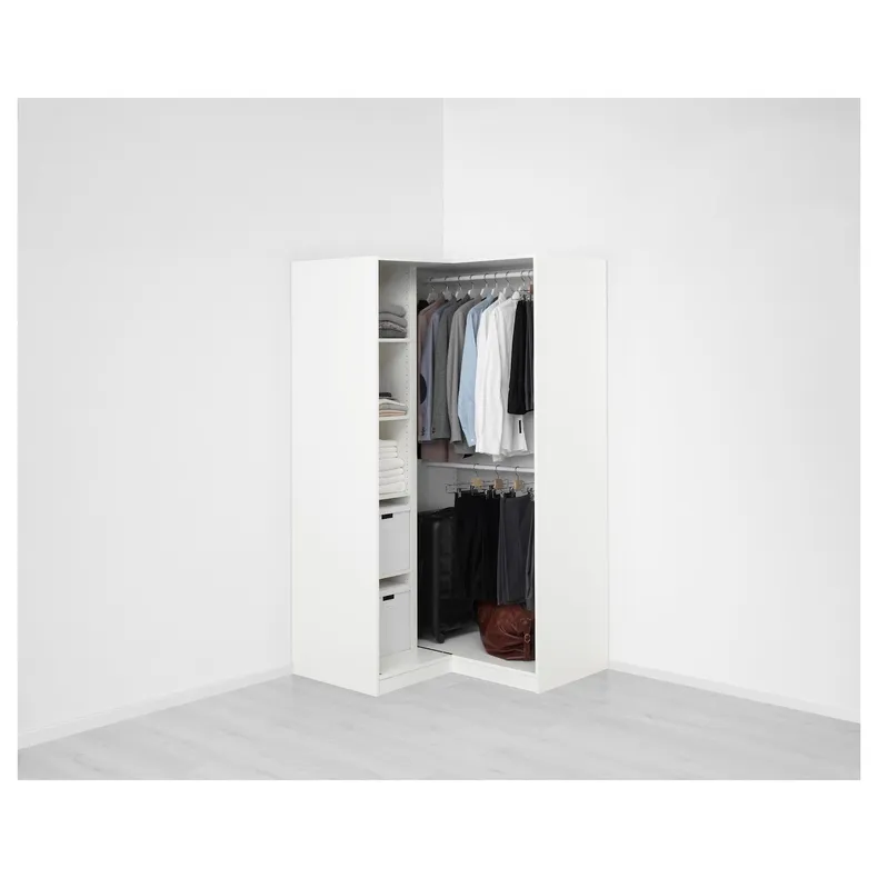 IKEA PAX ПАКС / GRIMO ГРИМО, гардероб угловой, белый / белый, 110 / 110x201 см 992.185.09 фото №3