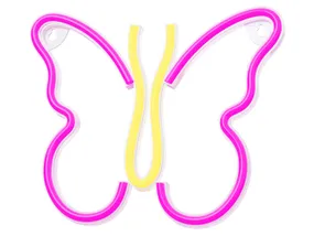 BRW Детский неоновый настенный светильник Бабочка LED розовый/желтый 093795 фото