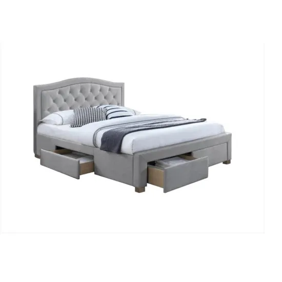 Кровать двуспальная SIGNAL ELECTRA, 160x200 см, ткань - светло-серый фото №1