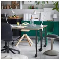 IKEA LAGKAPTEN ЛАГКАПТЕН / KRILLE КРИЛЛЕ, письменный стол, серо-бирюзовый / черный, 140x60 см 995.234.77 фото thumb №2