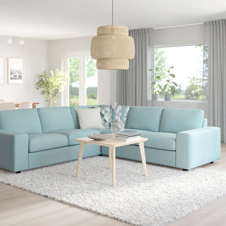 IKEA VIMLE ВИМЛЕ, 4-местный угловой диван, с широкими подлокотниками / Саксемара светло-голубой 294.017.90 фото №2