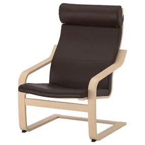 IKEA POÄNG ПОЕНГ, крісло, білений дубовий шпон / ГЛОСЕ темно-коричневий 792.865.75 фото