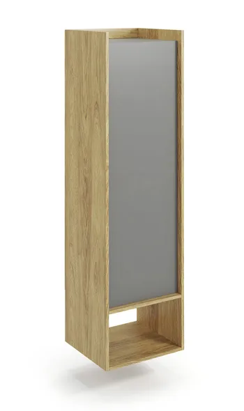 Книжный шкаф HALMAR MOBIUS 1D 50x41 см, корпус : натуральный гикори, фасады - пыльно-серый фото №1