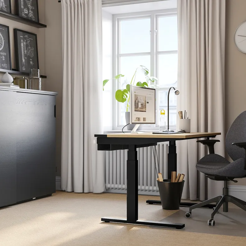 IKEA MITTZON МИТТЗОН, стол / трансф, электрический окл дуб / черный, 120x80 см 495.277.84 фото №6