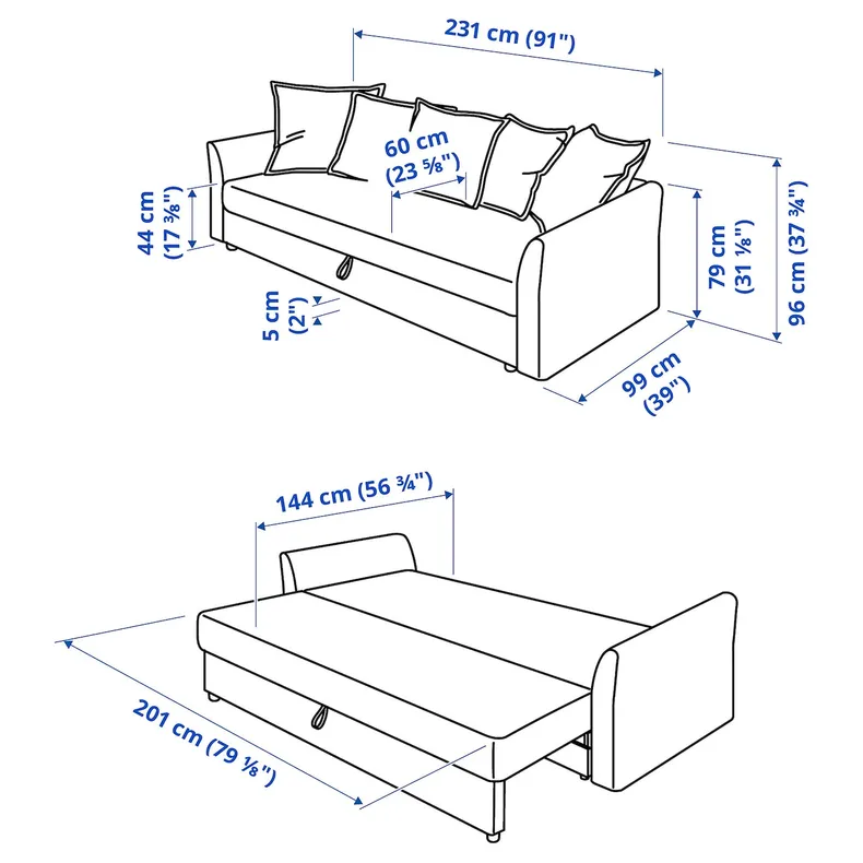 IKEA HOLMSUND ХОЛЬМСУНД, 3-местный диван-кровать, Боргундский темно-серый 595.169.40 фото №7