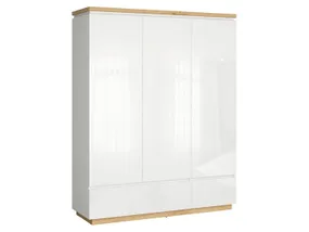BRW Erla 163 см трехдверный шкаф с ящиками глянец белый/дуб минерва, белый/дуб минерва/глянцевый белый SZF3D2S-BI/DMV/BIP фото