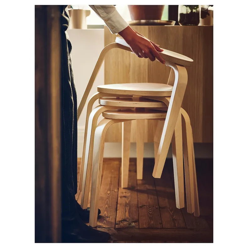 IKEA NORDEN НОРДЕН / KYRRE КЮРРЕ, стол и 4 табурета, белый / берёзовый, 26 / 89 / 152 см 795.688.29 фото №2