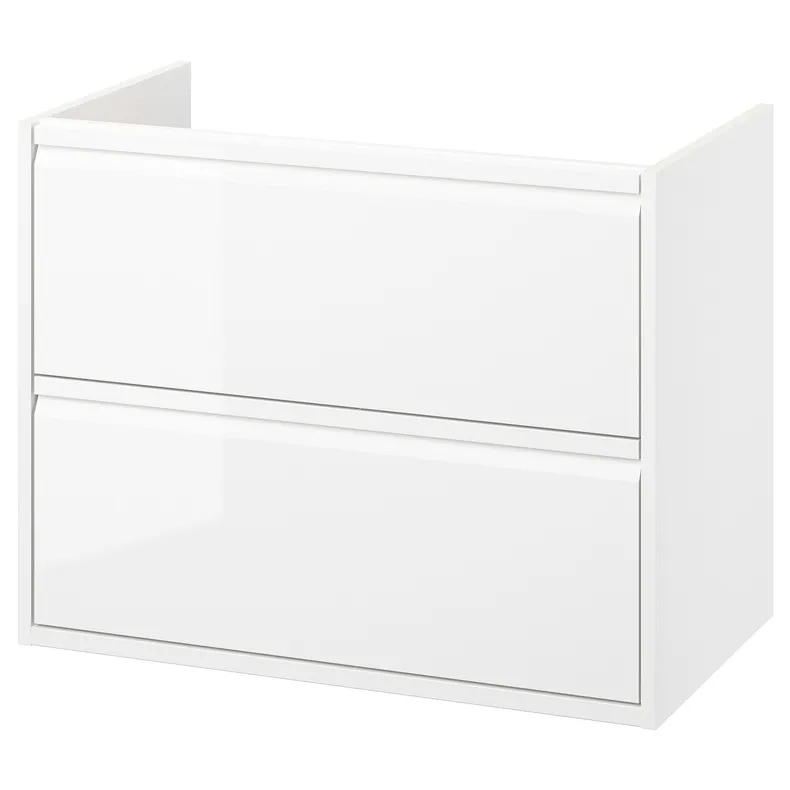 IKEA ÄNGSJÖN ЕНГШЕН, шафа під раковину з шухлядами, глянцевий білий, 80x48x63 см 905.350.88 фото №1