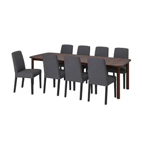 IKEA STRANDTORP СТРАНДТОРП / BERGMUND БЕРГМУНД, стол и 8 стульев, коричневый/средне-серый, 150/205/260 см 094.410.61 фото