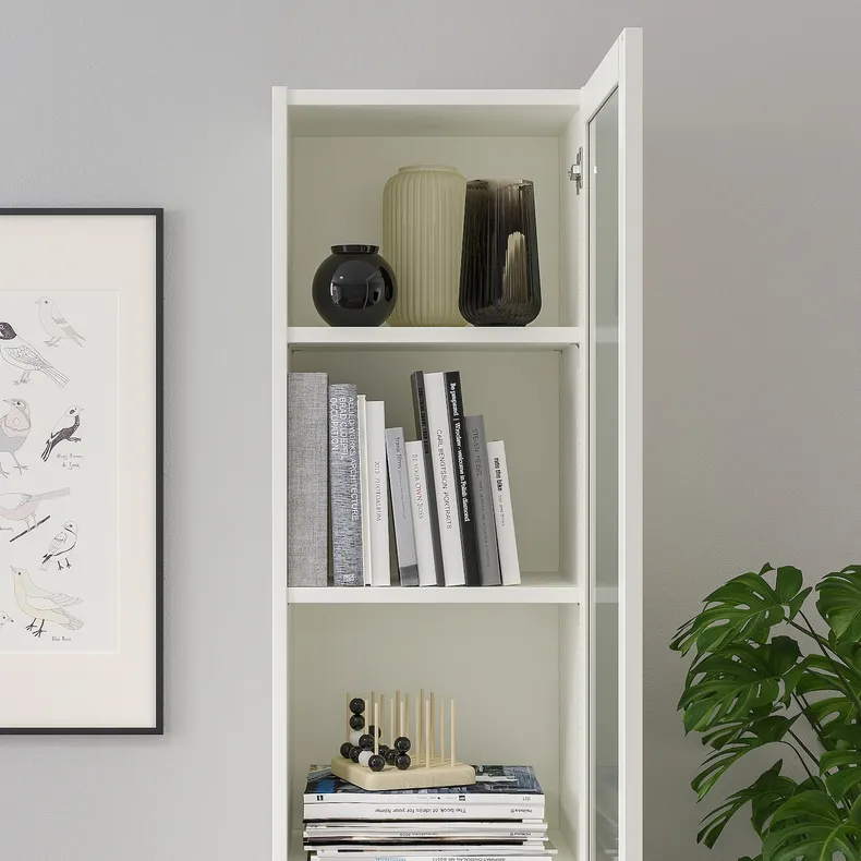 IKEA BILLY БІЛЛІ / OXBERG ОКСБЕРГ, книжкова шафа зі скляними дверцятам, білий/скло, 40x30x202 см 392.873.98 фото №4