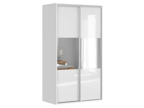 BRW Раздвижной шкаф Flex 120 см с зеркалом белый глянец, зеркало/белый глянец SZAFA_ZESTAW_10-BI/BLP/SZ фото