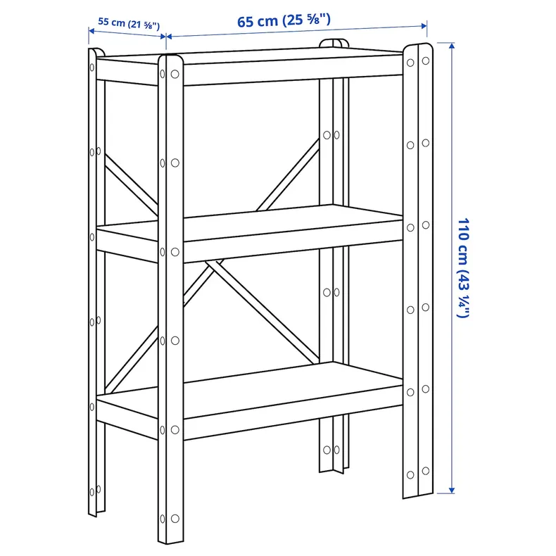 IKEA BROR БРОР, стелаж, чорний, 234x55x190 см 994.717.51 фото №9