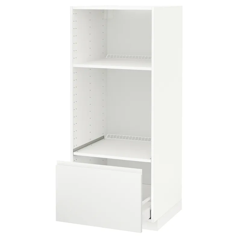 IKEA METOD МЕТОД / MAXIMERA МАКСИМЕРА, высокий шкаф с ящиком д / духовки / СВЧ, белый / Воксторп матовый белый, 60x60x140 см 891.128.67 фото №2