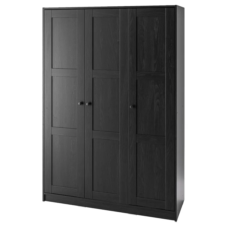 IKEA RAKKESTAD РАККЕСТАД, гардероб 3-дверный, черно-коричневый, 117x176 см 704.537.62 фото №1