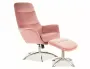 Кресло мягкое с подставкой для ног бархатное SIGNAL NIXON Velvet, Bluvel 52 - античный розовый фото
