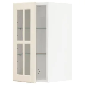 IKEA METOD МЕТОД, навісна шафа,полиці / скляні дверцята, білий / БУДБІН кремово-білий, 30x60 см 993.949.89 фото