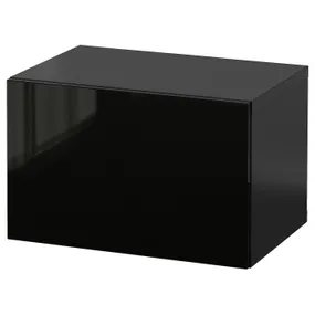 IKEA BESTÅ БЕСТО, комбинация настенных шкафов, черный / коричневый / сельсвикенский глянец / черный, 60x42x38 см 494.296.94 фото