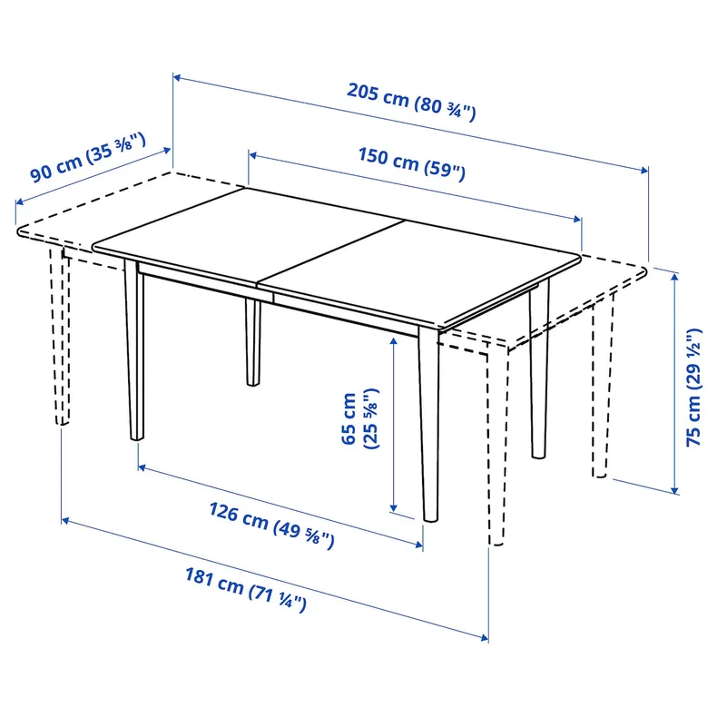 IKEA SKANSNÄS СКАНСНЭС, раздвижной стол, светлый бук / веневер, 150 / 205x90 см 005.657.63 фото №2