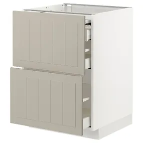 IKEA METOD МЕТОД / MAXIMERA МАКСИМЕРА, напольный шкаф с выдвиж панелью / 3ящ, белый / Стенсунд бежевый, 60x60 см 794.334.49 фото