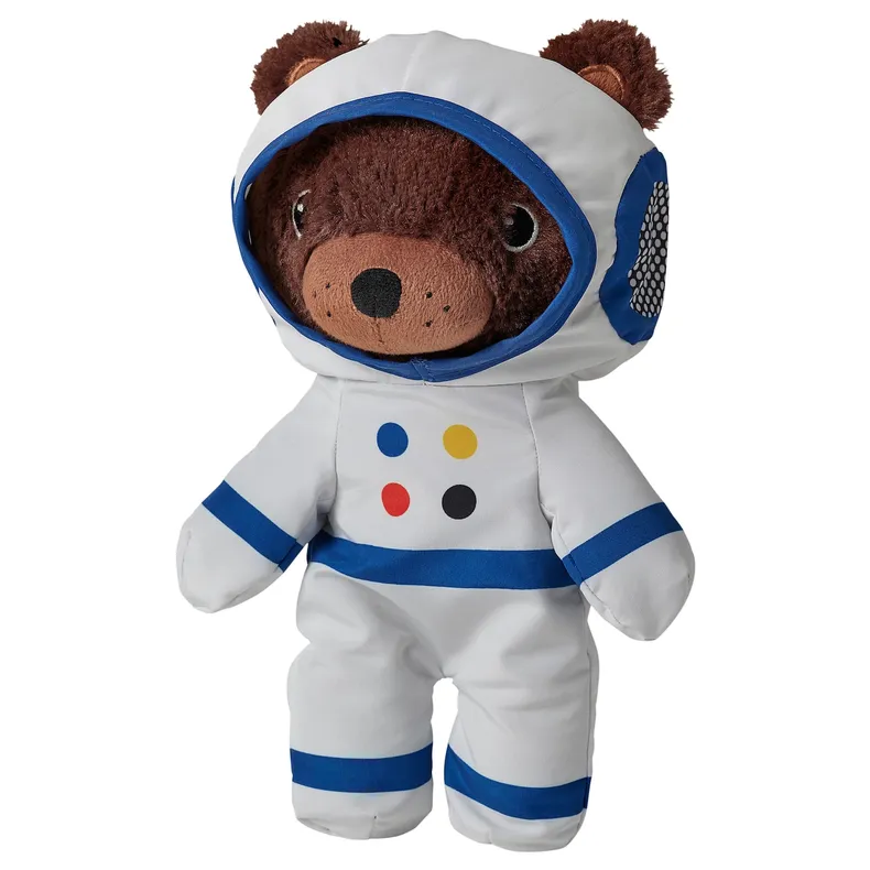 IKEA AFTONSPARV АФТОНСПАРВ, м’яка іграшка в костюмі космонавта, ведмідь, 28 см 405.515.42 фото №1