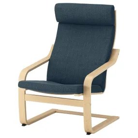 IKEA POÄNG ПОЕНГ, крісло, березовий шпон / ХІЛЛАРЕД темно-синій 491.978.06 фото