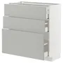 IKEA METOD МЕТОД / MAXIMERA МАКСИМЕРА, напольный шкаф с 3 ящиками, белый / светло-серый, 80x37 см 795.381.73 фото