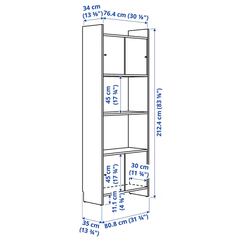 IKEA LÅDMAKARE, комбинация с раздвижными дверями, с полкой/имитацией. дуб, 81x35x212 см 895.639.92 фото №6