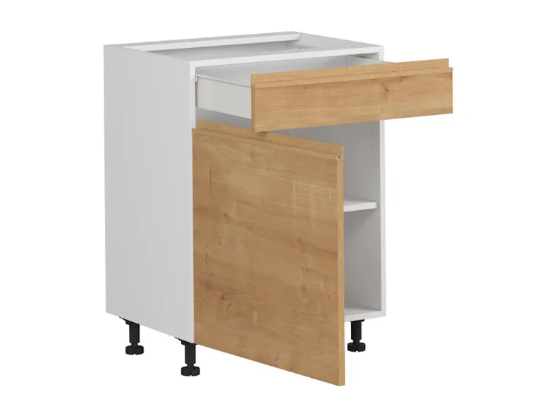 BRW Кухонный базовый шкаф Sole 60 см левый с выдвижным ящиком дуб арлингтон, альпийский белый/арлингтонский дуб FH_D1S_60/82_L/SMB-BAL/DAANO фото №3