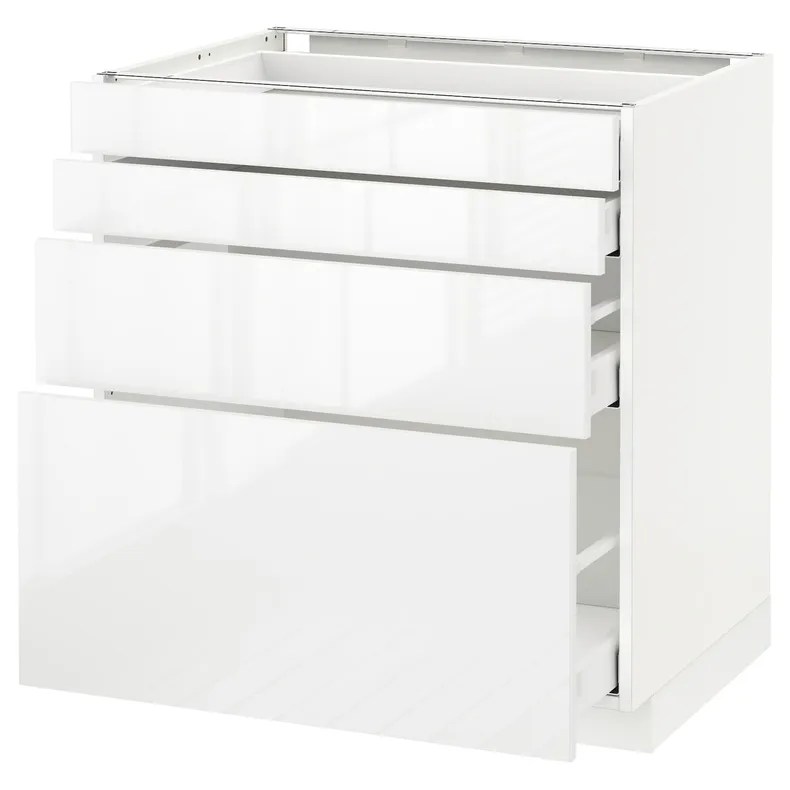 IKEA METOD МЕТОД / MAXIMERA МАКСИМЕРА, напольн шкаф 4 фронт панели / 4 ящика, белый / Рингхульт белый, 80x60 см 290.499.73 фото №1