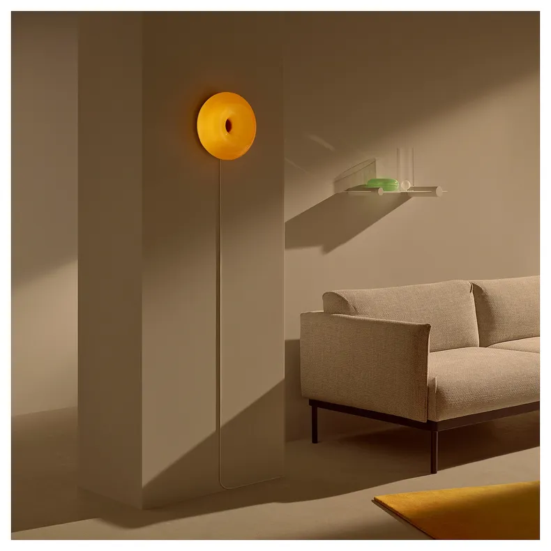 IKEA VARMBLIXT ВАРМБЛІКСТ, світлодіодна лампа настільн/настін, оранжеве скло/кругле, 30 см 804.991.99 фото №3