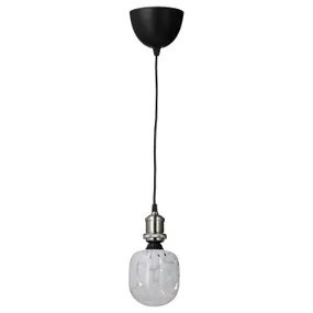 IKEA JÄLLBY ЄЛЛЬБЮ / MOLNART МОЛЬНАРТ, підвісний світильник із лампою, нікельоване / трубчасте біле / прозоре скло 594.945.61 фото