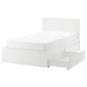 IKEA MALM МАЛЬМ, каркас кровати+2 кроватных ящика, белый / Лонсет, 120x200 см 490.477.46 фото thumb №1