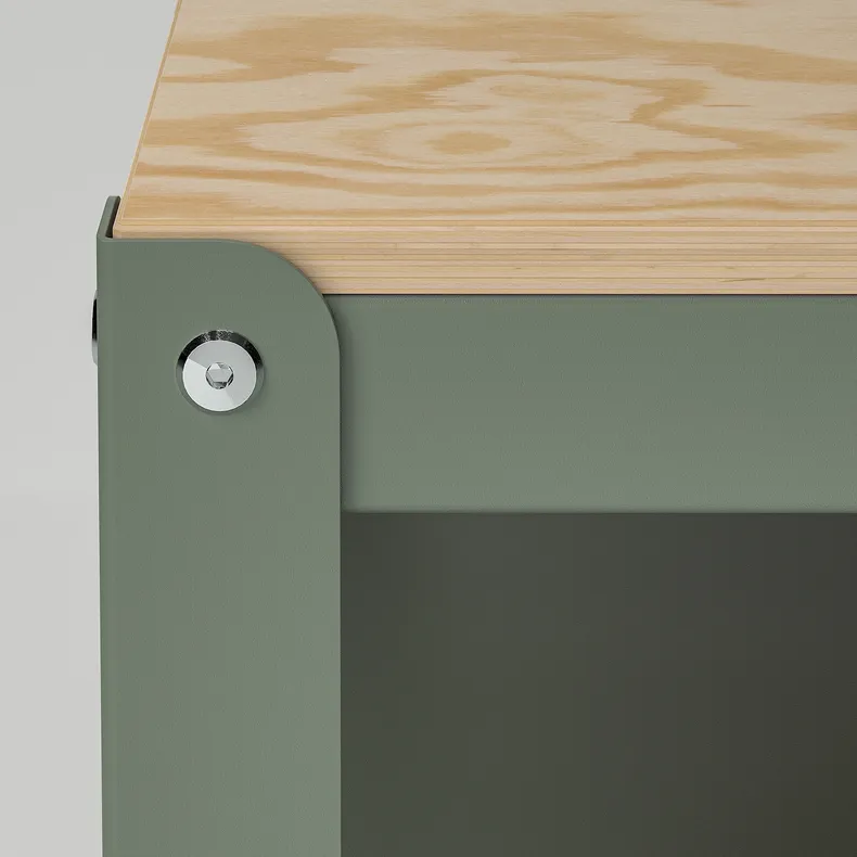IKEA BROR БРУР, стол рабочий, серо-зеленая / сосновая фанера, 110x55 см 105.473.87 фото №3
