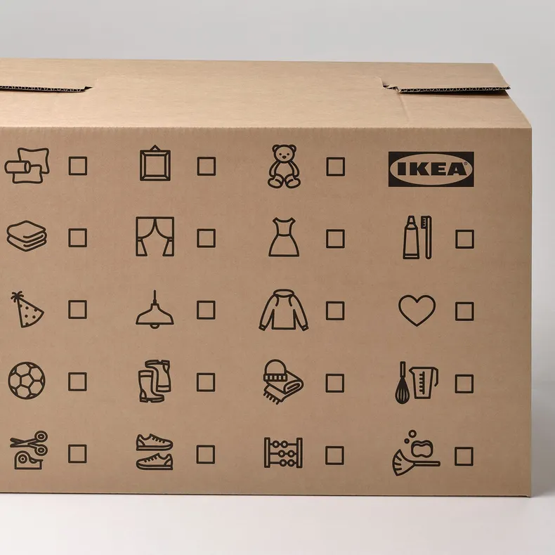 IKEA DUNDERGUBBE ДУНДЕРГУББЕ, коробка для переезда, коричневый, 64x34x40 см / 80 л 405.345.62 фото №4