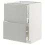 IKEA METOD МЕТОД / MAXIMERA МАКСИМЕРА, напольный шкаф 2фасада / 2выс ящика, белый / светло-серый, 60x60 см 195.393.59 фото