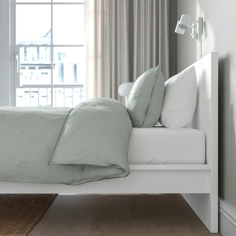 IKEA MALM МАЛЬМ, каркас кровати с матрасом, белый / Валевог средней жесткости, 160x200 см 995.447.76 фото №5