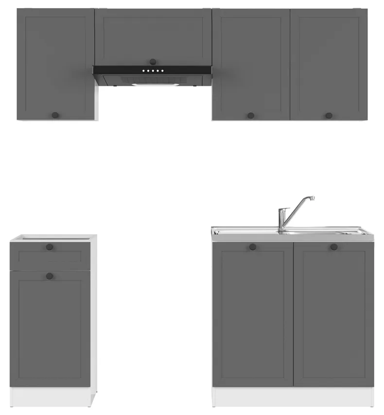 BRW кухонний гарнітур Junona Line 180 см з побутовою технікою графіт, білий/графіт JUNONA_AGD_WER_2/180_BBL-BI/GF фото №1