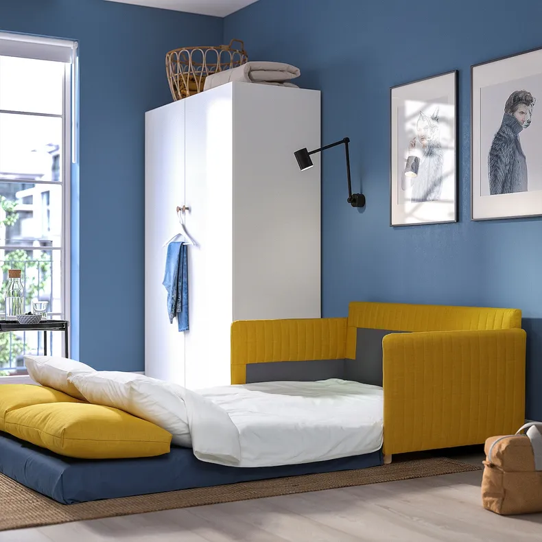 IKEA FRIDHULT ФРИХУЛЬТ, диван-кровать, Скифтебо желтый, 119 см 005.754.46 фото №4