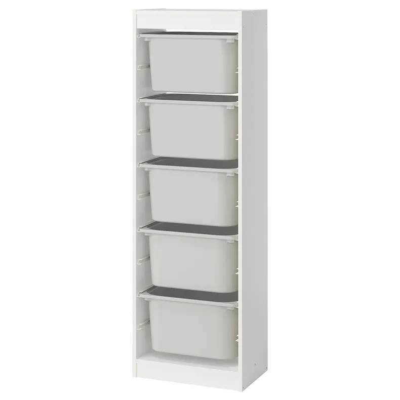 IKEA TROFAST, стеллаж для мусорных контейнеров, Белый/серый, 46x30x145 см 695.754.77 фото №1