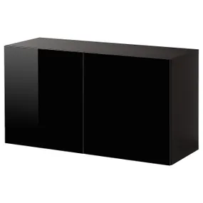 IKEA BESTÅ БЕСТО, комбинация настенных шкафов, черный / коричневый / сельсвикенский черный, 120x42x64 см 494.407.95 фото
