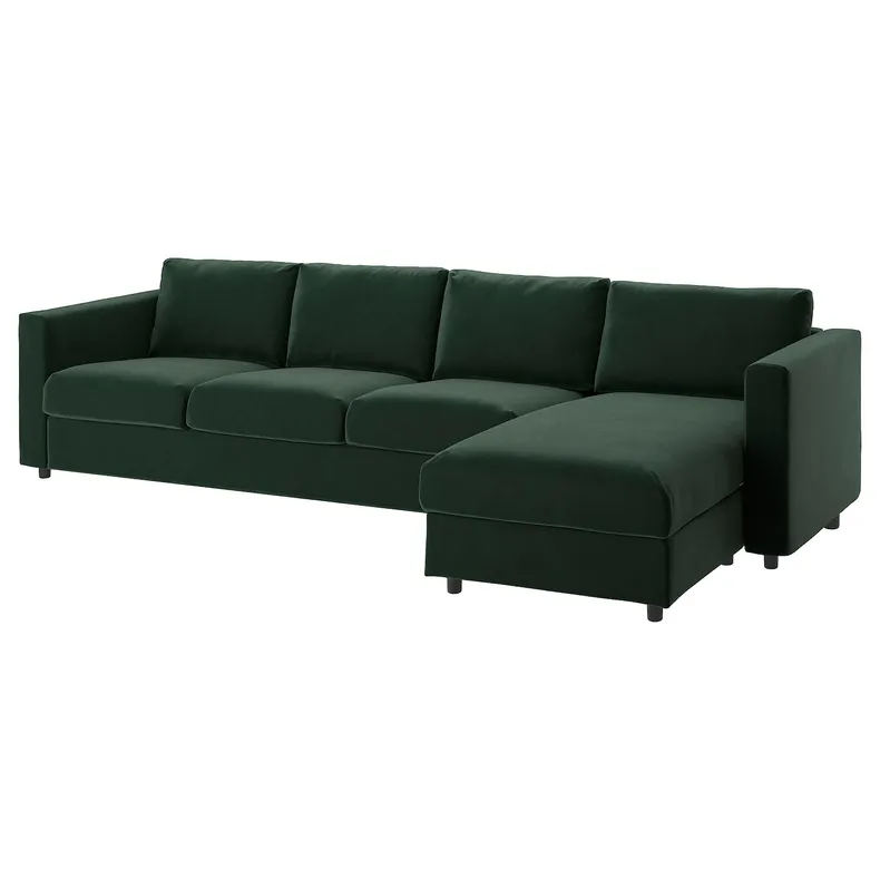 IKEA VIMLE ВИМЛЕ, чехол д/4-местного дивана, с шезлонгом/Djuparp темно-зеленый 394.335.83 фото №2
