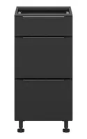 BRW Кухонный цокольный шкаф Sole L6 40 см с ящиками черный матовый, черный/черный матовый FM_D3S_40/82_2SMB/SMB-CA/CAM фото thumb №1