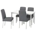 IKEA DANDERYD ДАНДЭРЮД / BERGMUND БЕРГМУНД, стол и 4 стула, белый / средне-серый, 130 см 495.442.55 фото thumb №1