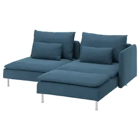 IKEA SÖDERHAMN СОДЕРХЭМН, 2-местный диван, с шезлонгом с подлокотником/Талмира синий 894.306.43 фото