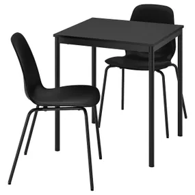 IKEA SANDSBERG САНДСБЕРГ / LIDÅS ЛІДОС, стіл+2 стільці, чорний/чорний/чорний/чорний, 67x67 см 795.088.97 фото