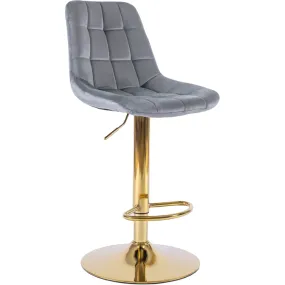 Барный стул бархатный MEBEL ELITE ARCOS Velvet, серый / золотой фото
